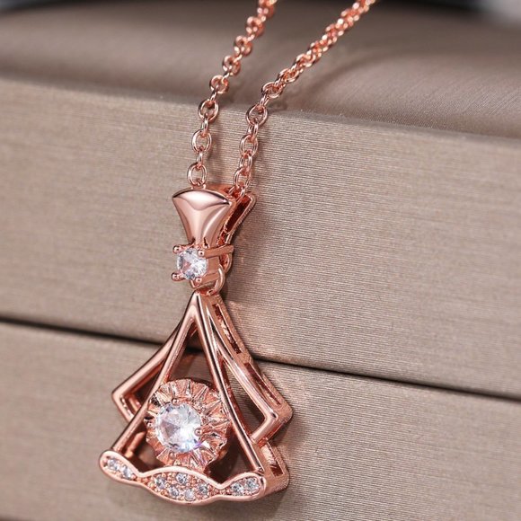 💝Shiny Unique Shape Rose Gold Plated Necklace for Women, MARR9003 - Picture 1 of 6